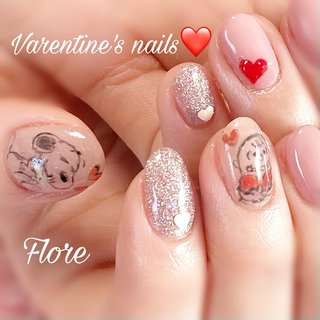 バレンタイン Snoopyのネイルデザイン ネイルブック