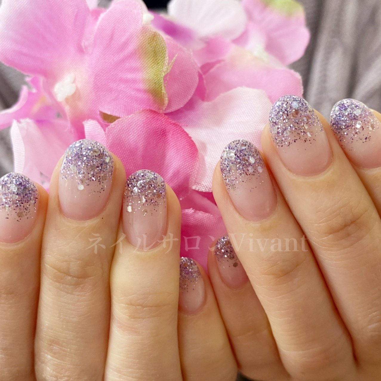 ハンド ラメ ショート パープル ジェル Vivantのネイルデザイン No ネイルブック