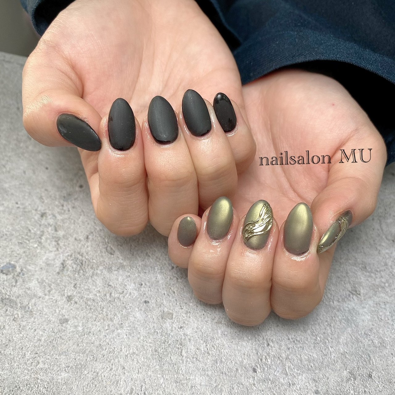ワンカラー マット ミラー アイシング グリーン Nailsalon Mu ミウ のネイルデザイン No ネイルブック