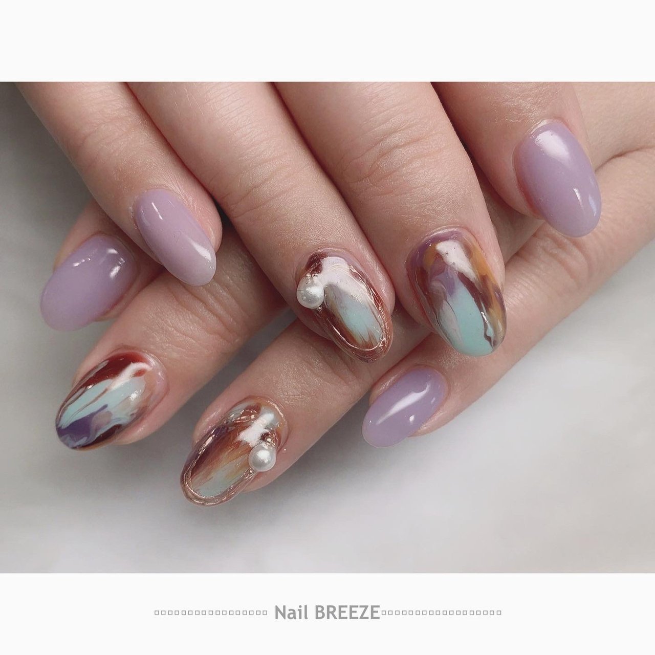 春 オールシーズン ハンド パール マーブル Nail Breezeのネイルデザイン No ネイルブック