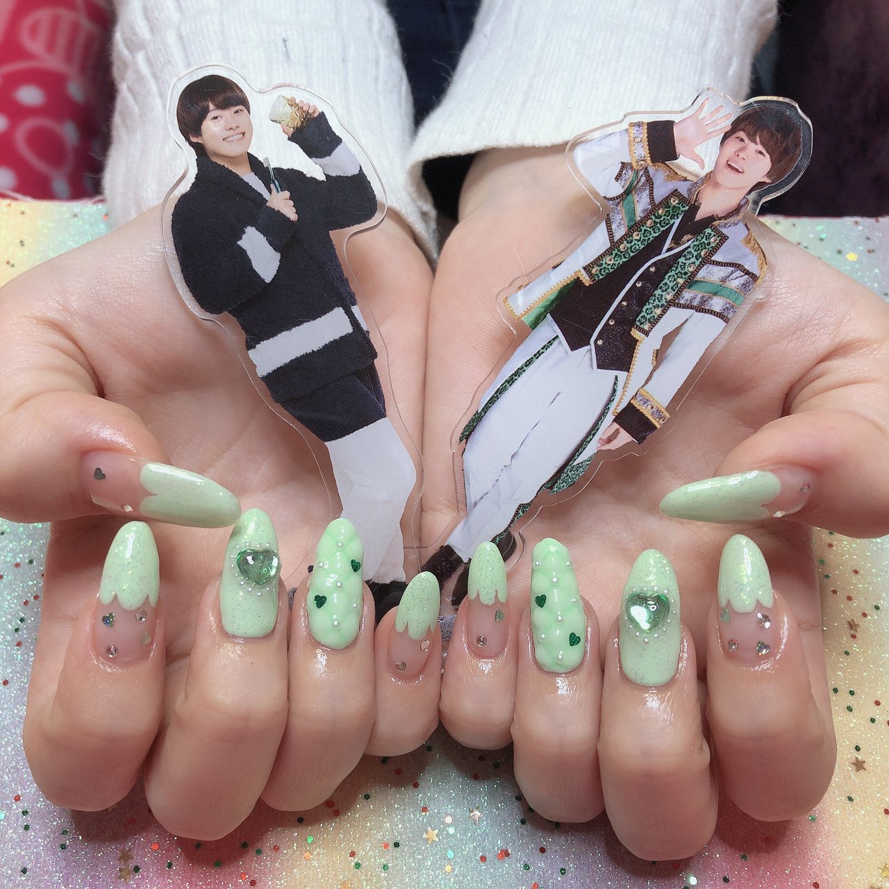 ネイルチップ 量産型 推し 黄緑 紫 名前ネイル イベントネイル #125 ネイルチップ 量産型 推し 黄緑 紫 名前ネイル イベントネイル #125
