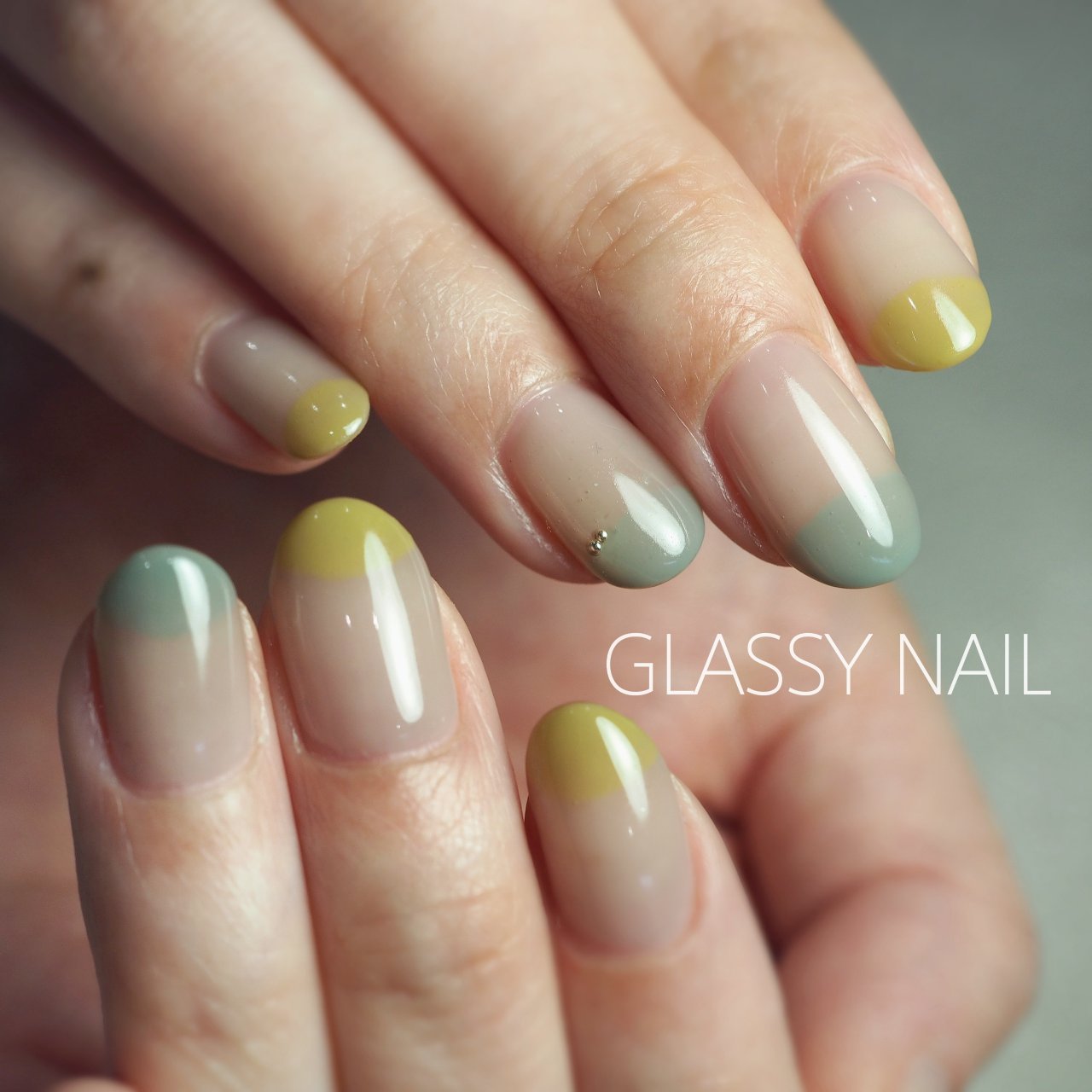 春 冬 ハンド フレンチ 変形フレンチ Glassy Nailのネイルデザイン No ネイルブック