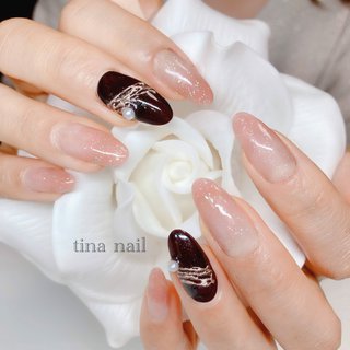 ピンク ブラウン セルフネイルのネイルデザイン ネイルブック