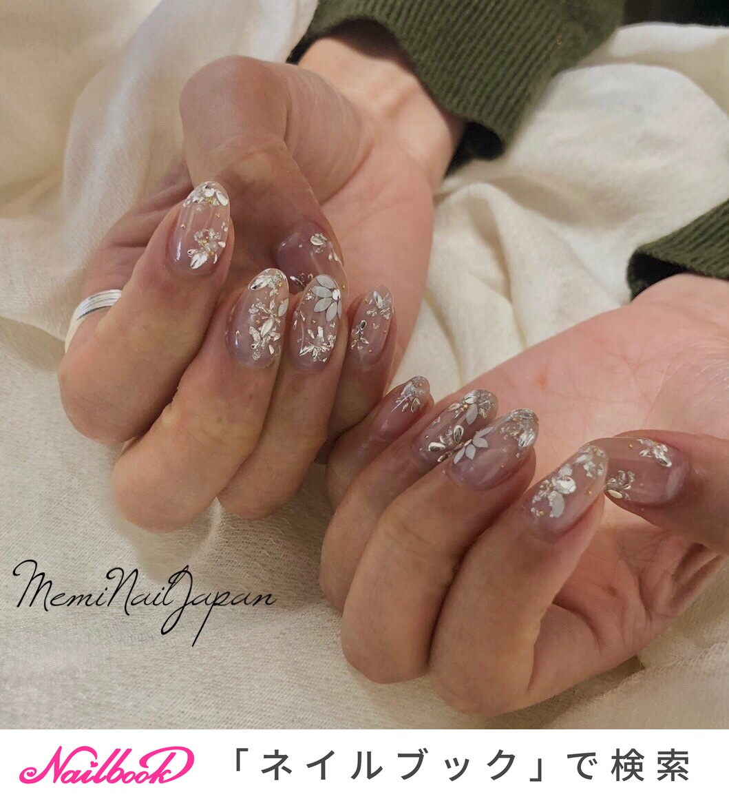 冬 オールシーズン ブライダル ハンド ビジュー Meminailjapanのネイルデザイン No ネイルブック