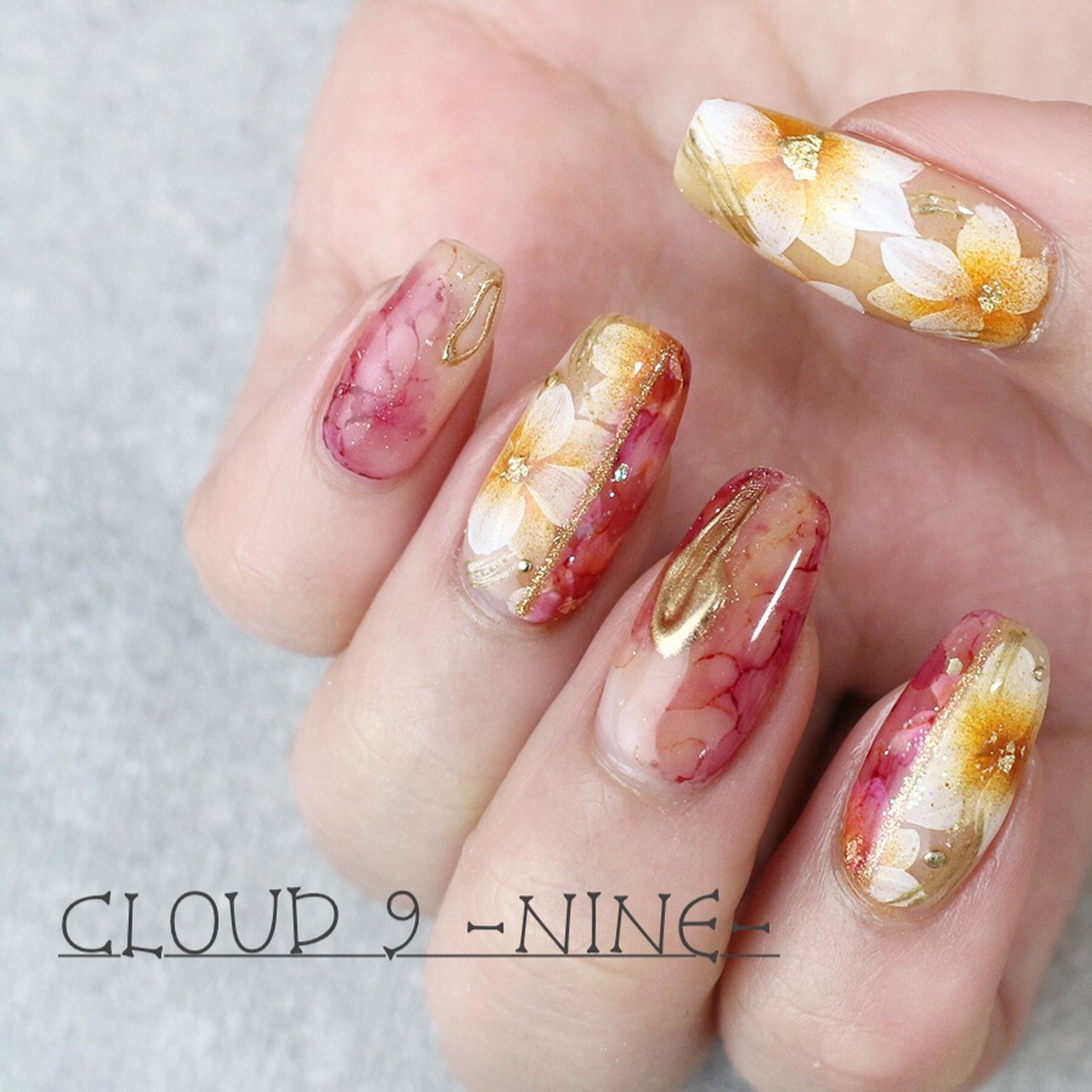 春 卒業式 ハンド フラワー タイダイ Cloudnine梅田茶屋町店のネイルデザイン No 607 ネイルブック