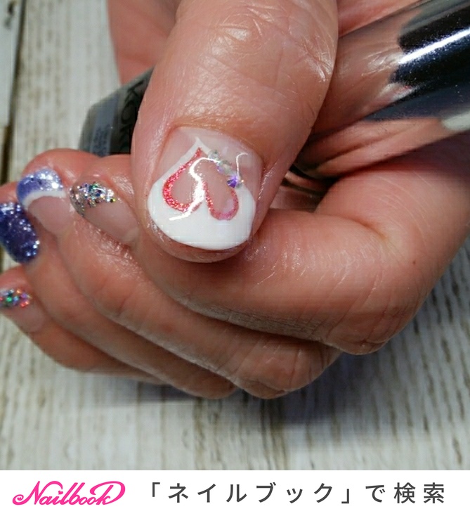 人気順｜ブルー(青)/#ハートフレンチのネイルデザイン｜ネイルブック