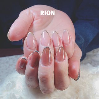 ピンク ブラウン セルフネイルのネイルデザイン ネイルブック