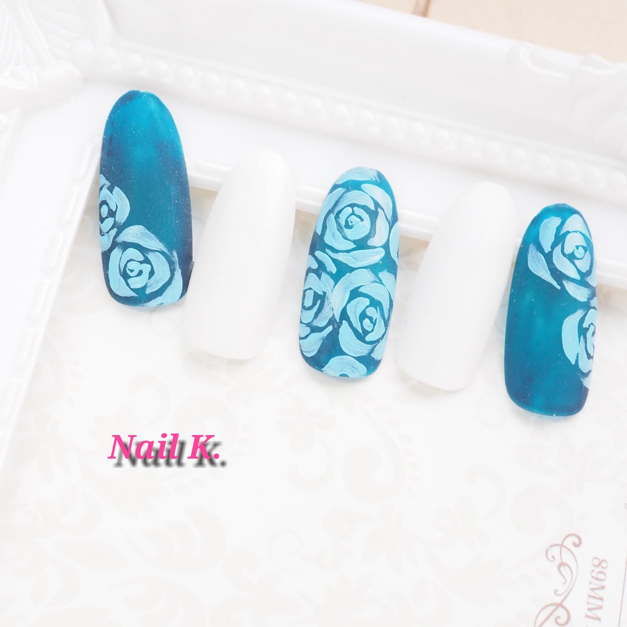 フラワー ホワイト 水色 ブルー ジェルネイル Nail K のネイルデザイン No ネイルブック