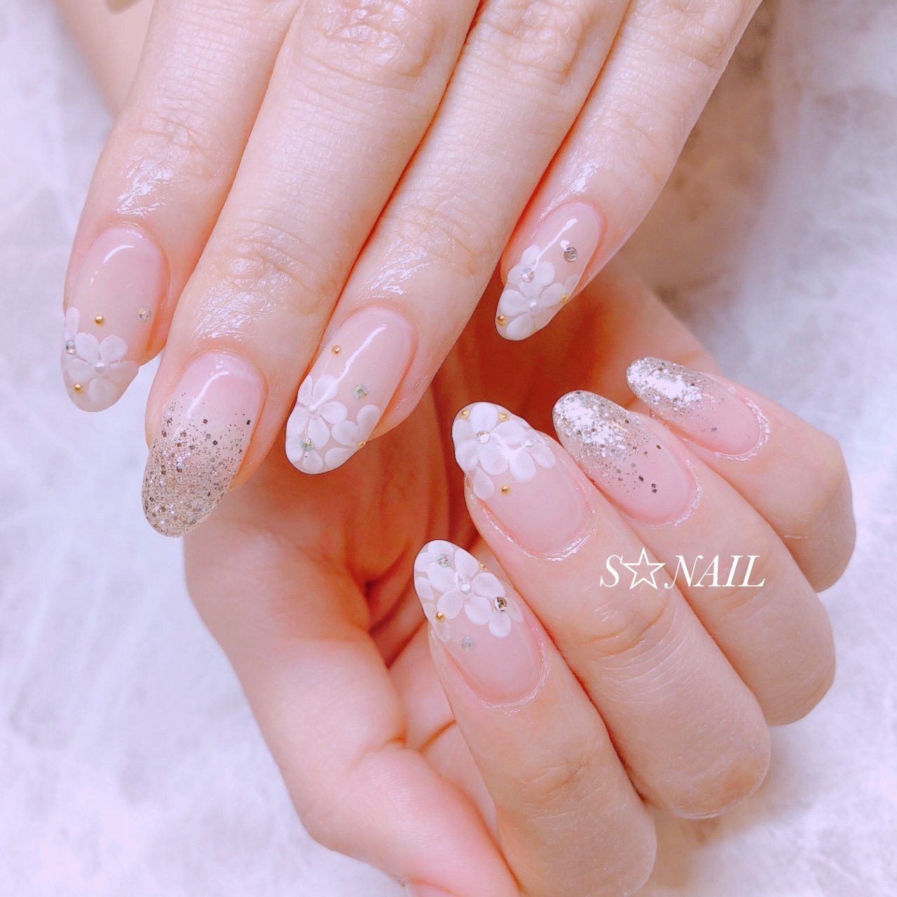 オールシーズン ブライダル デート ハンド ラメ 大阪府和泉市 S Nailのネイルデザイン No ネイルブック