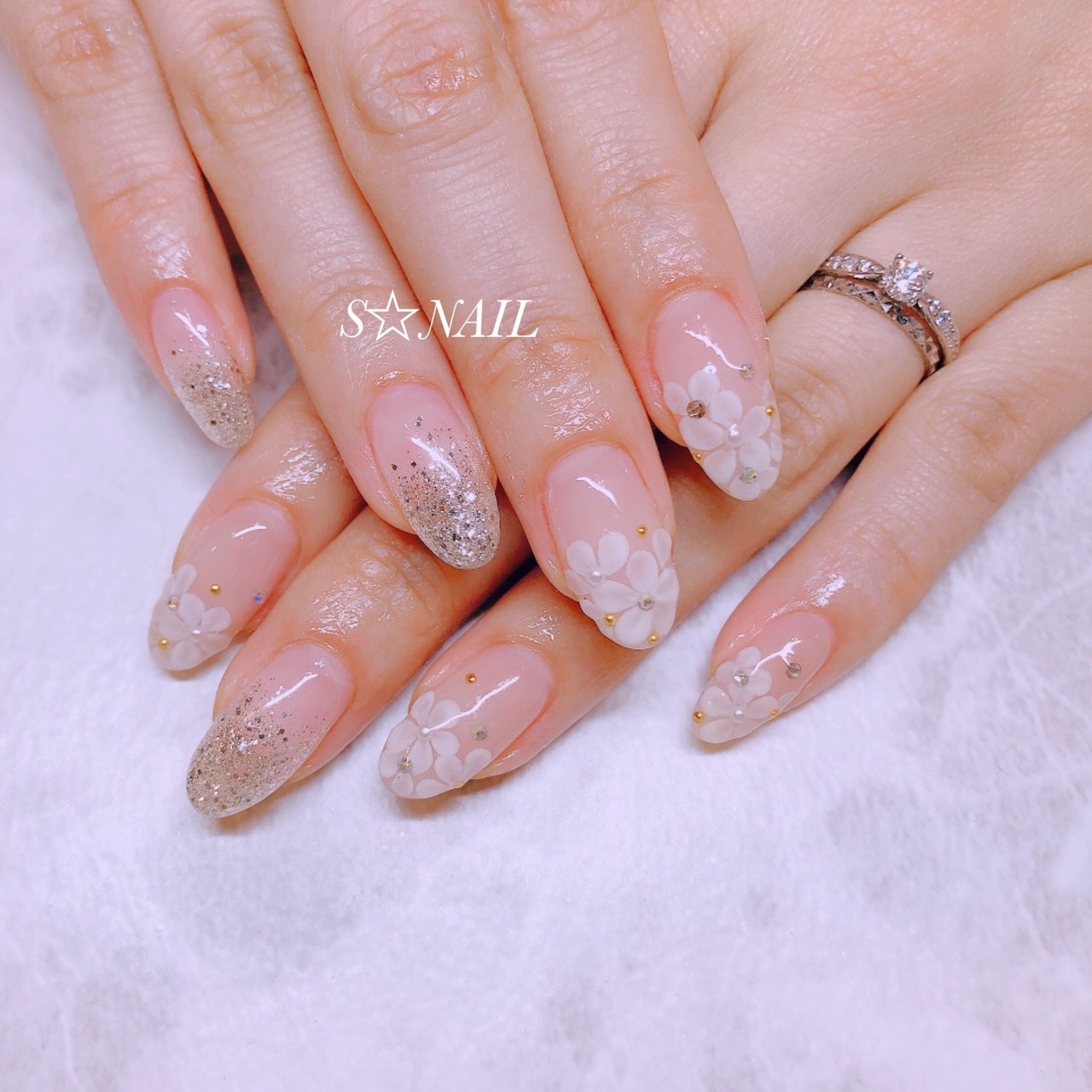 オールシーズン ブライダル デート ハンド ラメ 大阪府和泉市 S Nailのネイルデザイン No ネイルブック