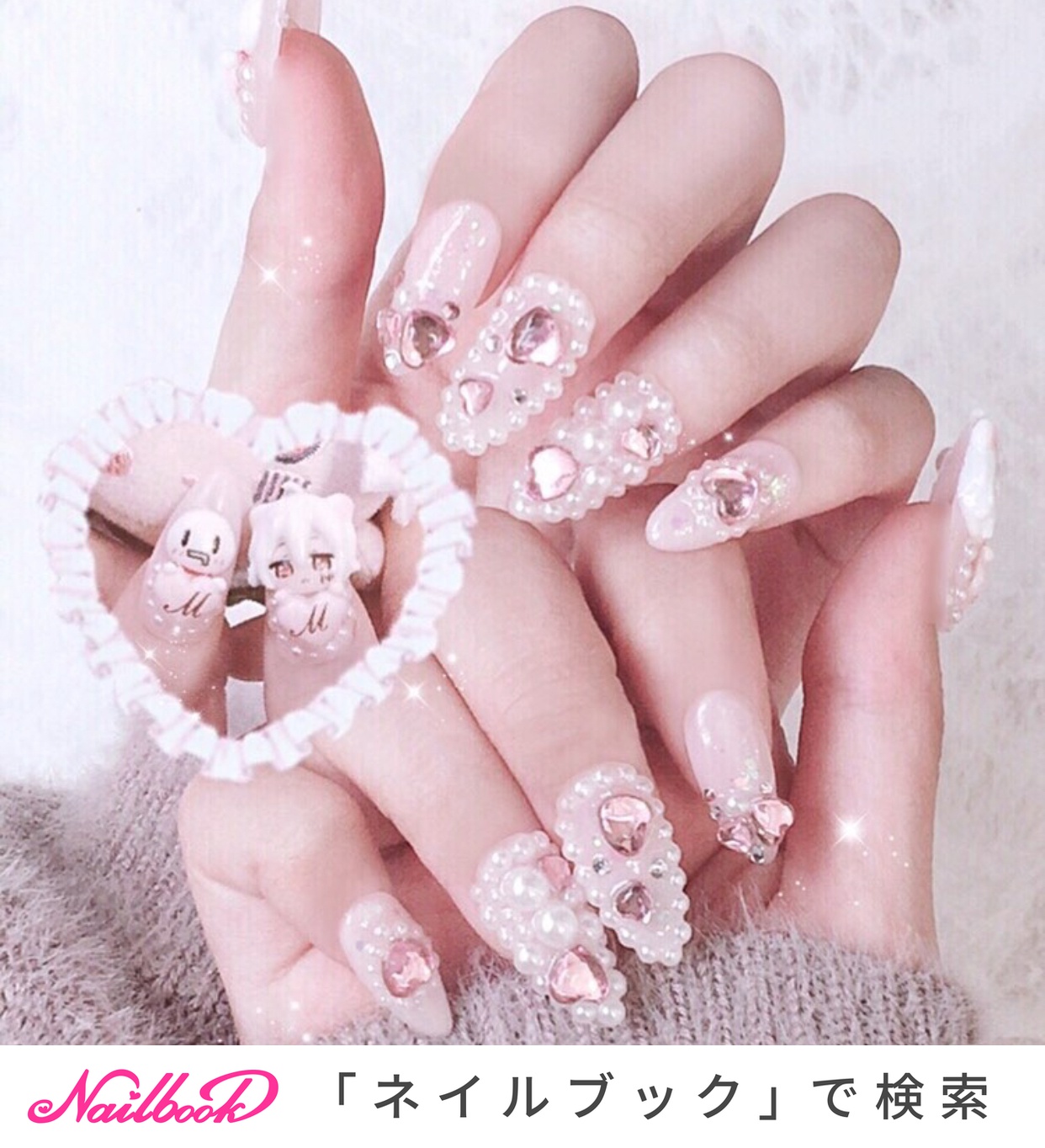 ハンド/ホログラム/ハート/痛ネイル/キャラクター - Riri♡nail.511のネイルデザイン[No.6081166]｜ネイルブック