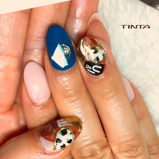 イニシャル レオパードのネイルデザイン ネイルブック