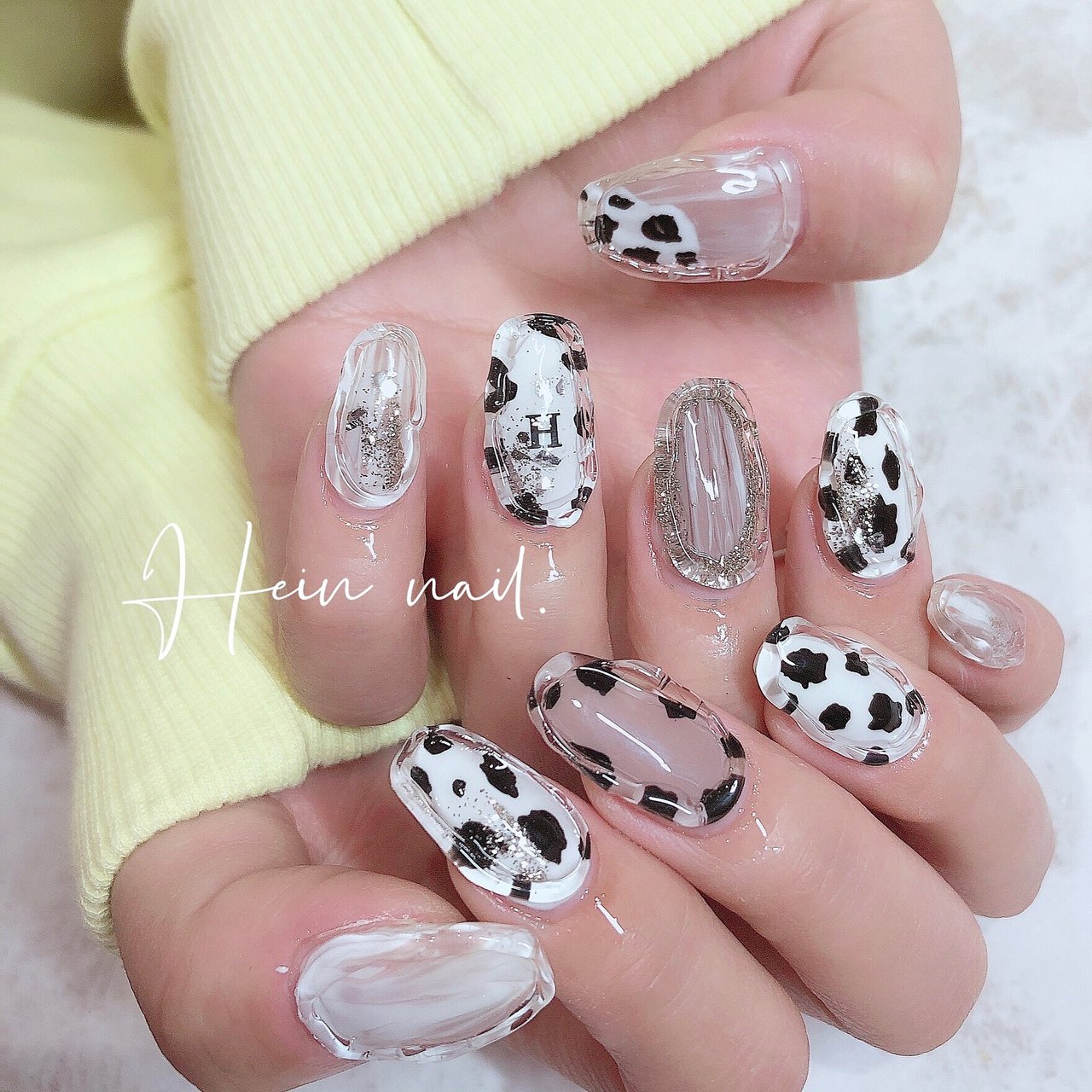 ホワイト クリア ブラック Hein Nail のネイルデザイン No ネイルブック