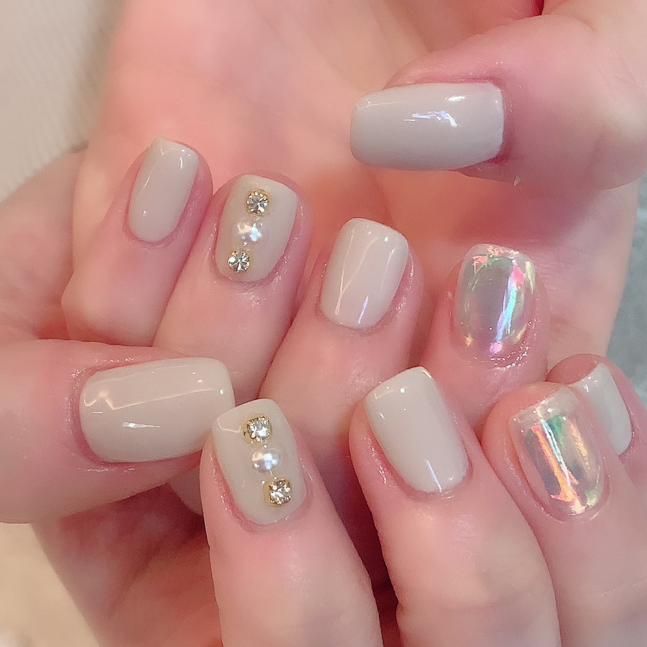 オールシーズン ハンド シンプル ショート ベージュ Nailsalondecorのネイルデザイン No ネイルブック