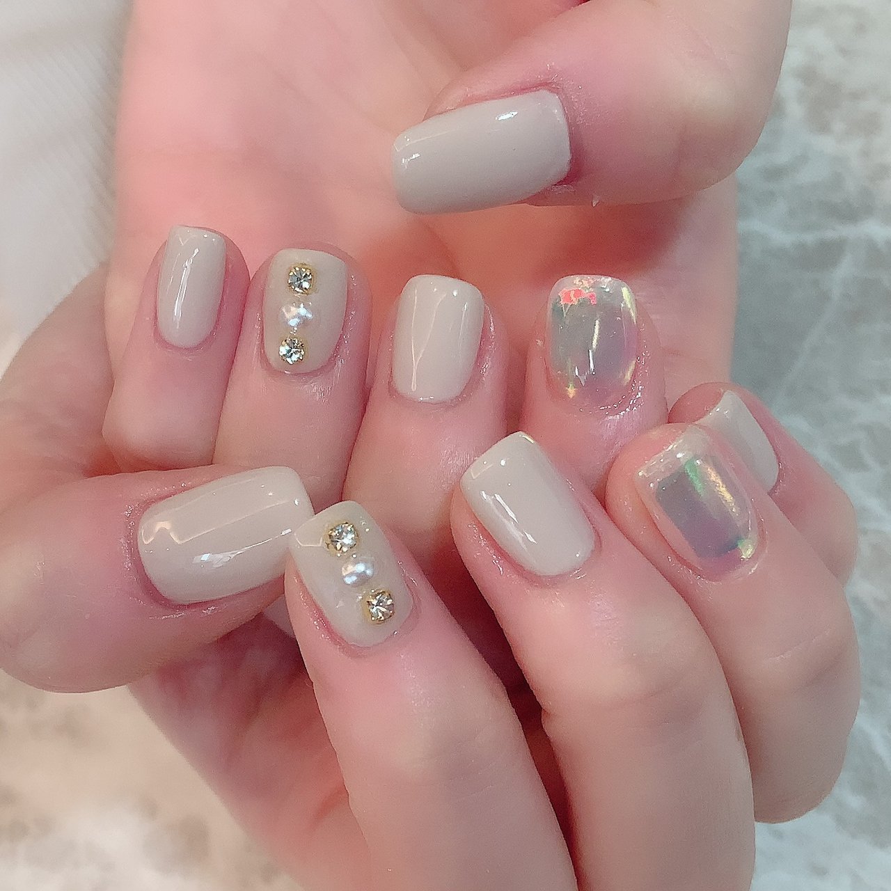 オールシーズン ハンド シンプル ショート ベージュ Nailsalondecorのネイルデザイン No ネイルブック