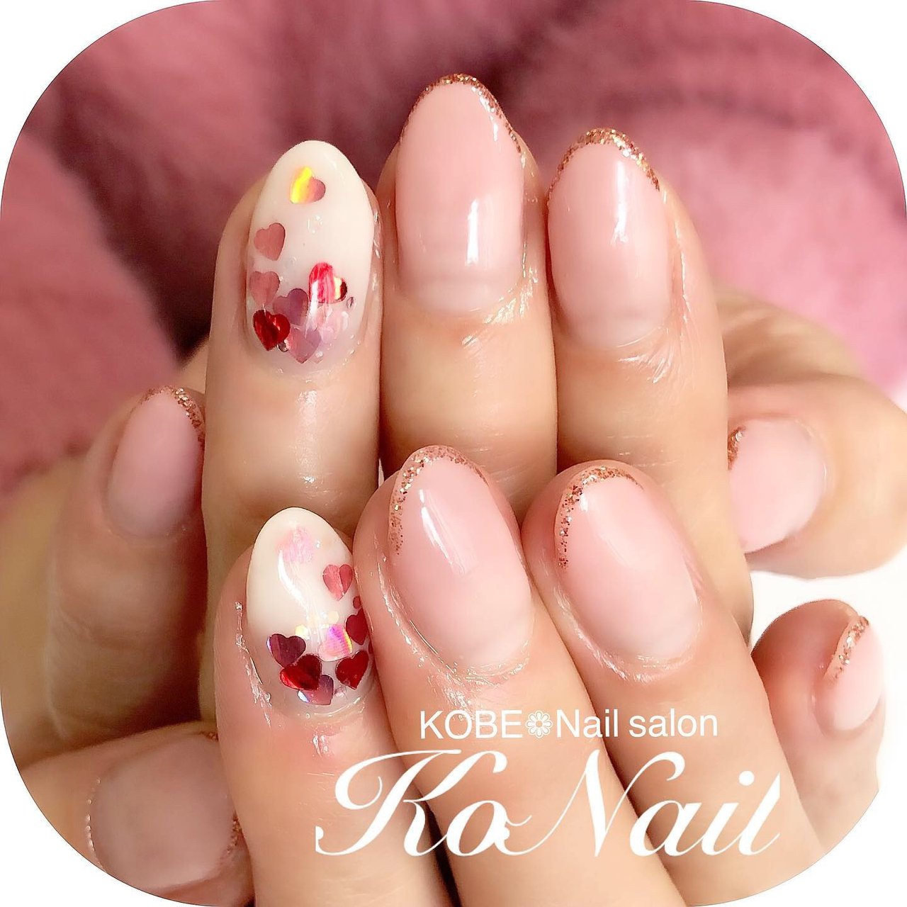 オールシーズン バレンタイン ハンド グラデーション ホログラム 近藤寛子 Konail コネイル のネイルデザイン No ネイル ブック