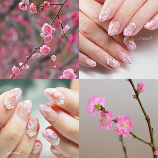 人気順 シンプル 桃の花のネイルデザイン