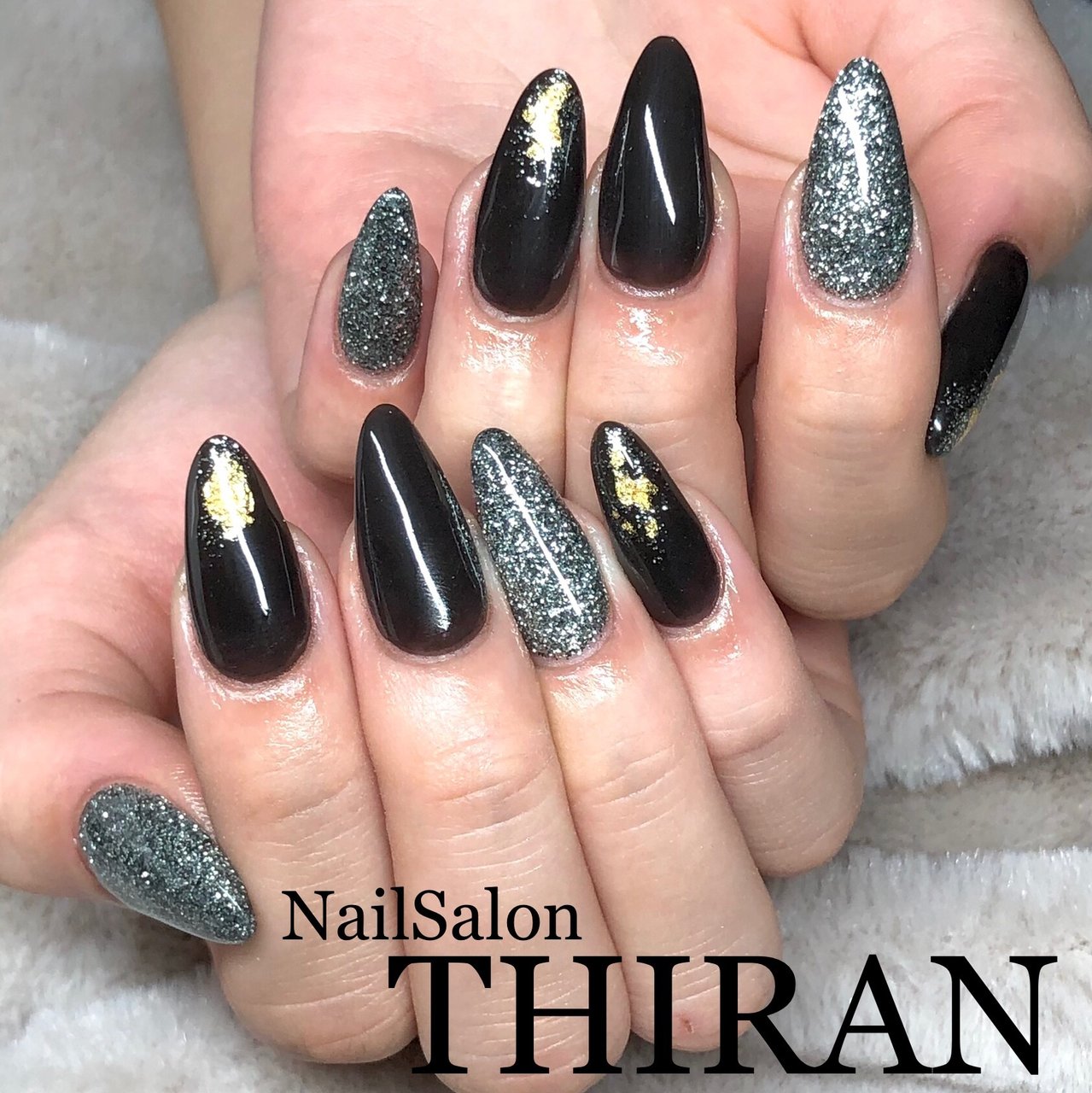 オールシーズン ハンド シンプル ラメ ノルディック Nailsalon Thiranのネイルデザイン No ネイルブック