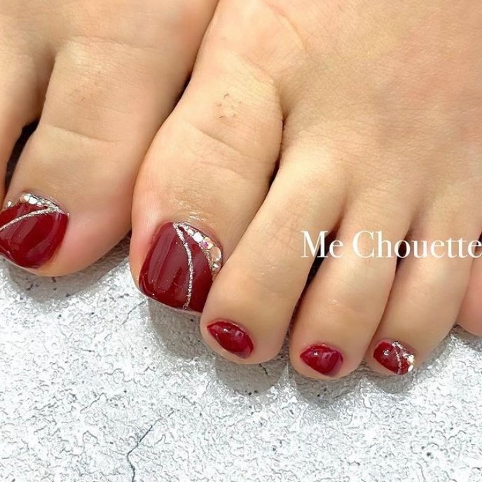 オールシーズン フット シンプル ラメ ワンカラー Me Chouette ミシュエットのネイルデザイン No ネイルブック