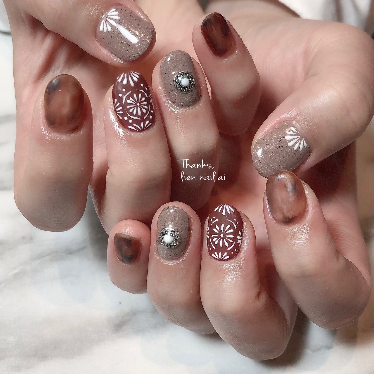 秋 冬 ハンド エスニック ボヘミアン I のネイルデザイン No 605 ネイルブック