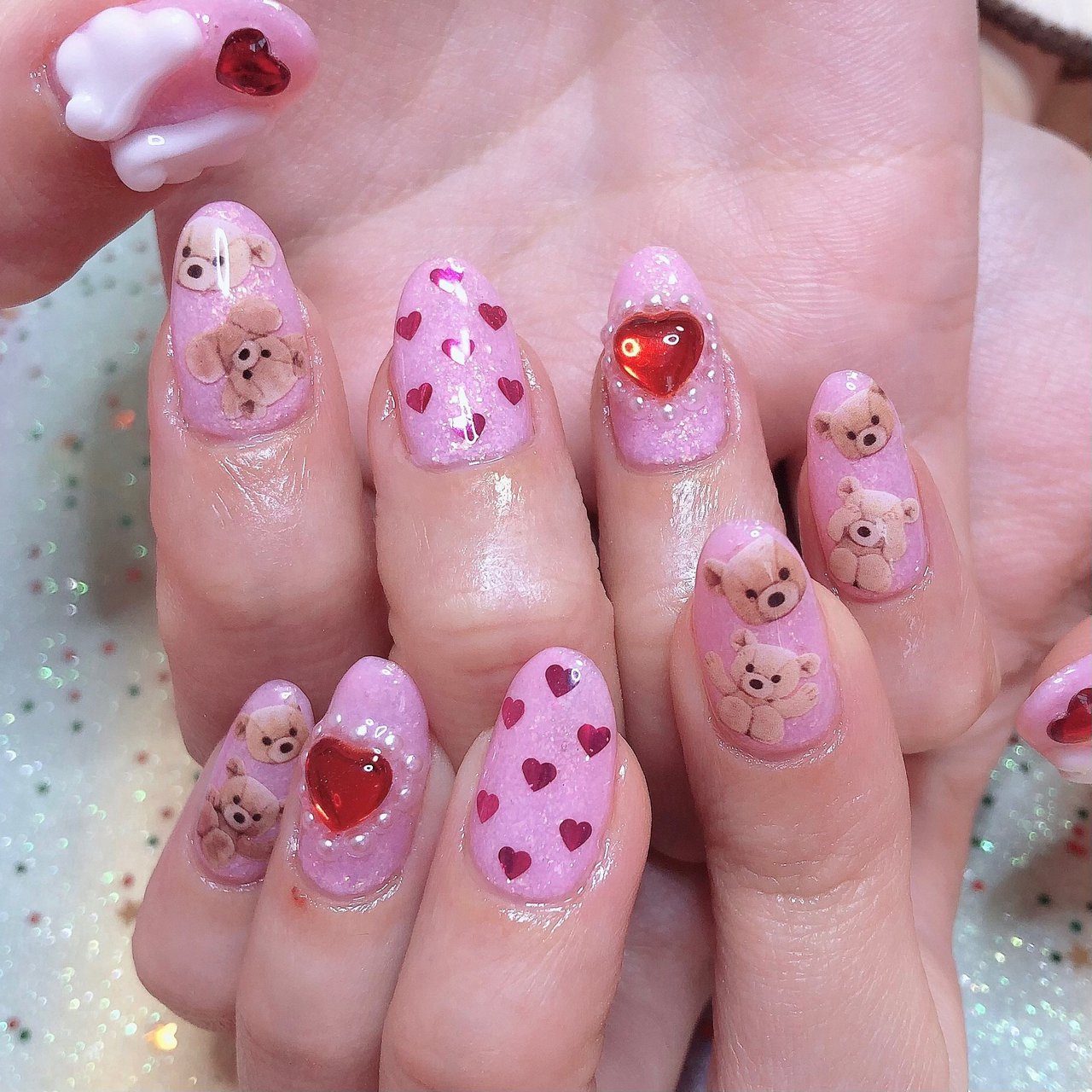 春バーゲン お洒落 可愛い ピンク ハート ネイルチップ 3d ネイル ギャル ランキング入賞商品 Siauliumn Lt