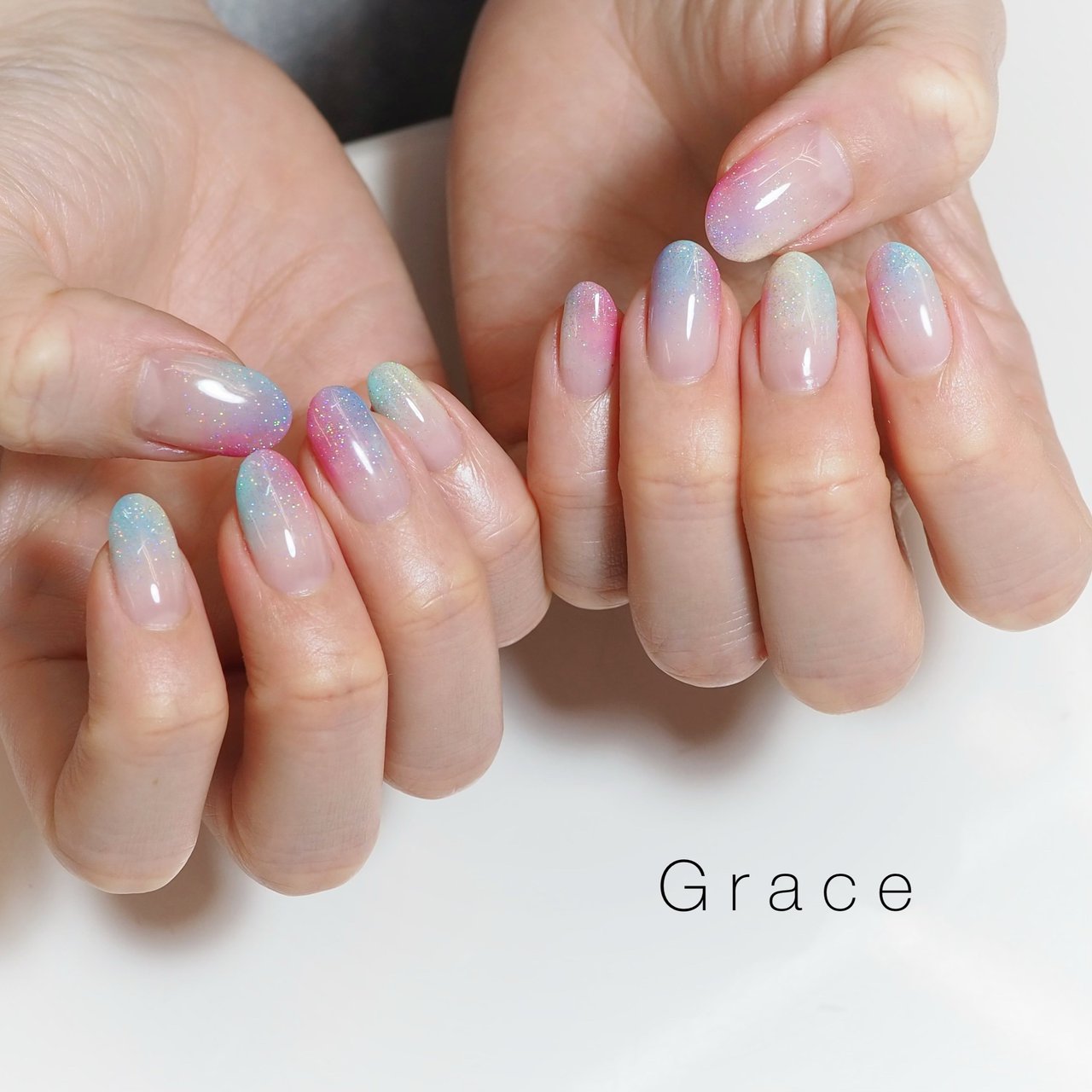 春 オールシーズン ハンド グラデーション ミディアム Grace Miyabiのネイルデザイン No 606 ネイルブック
