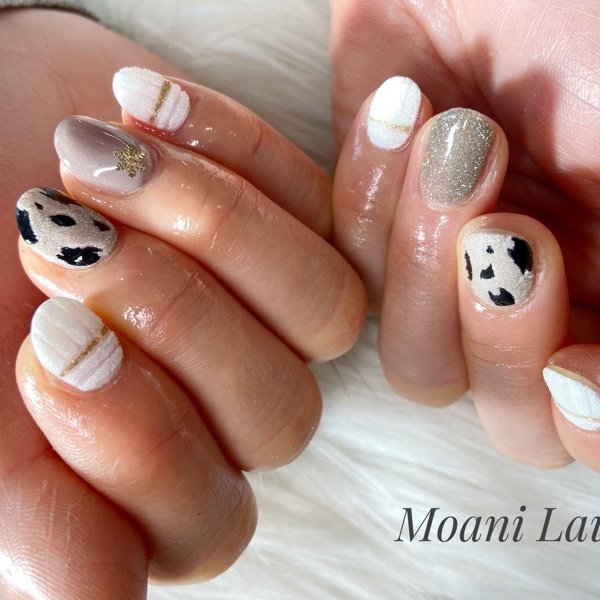 冬 ハンド ラメ アニマル柄 ニット 本郷台 戸塚の美魔女のためのネイルサロンmoanilauのネイルデザイン No ネイルブック