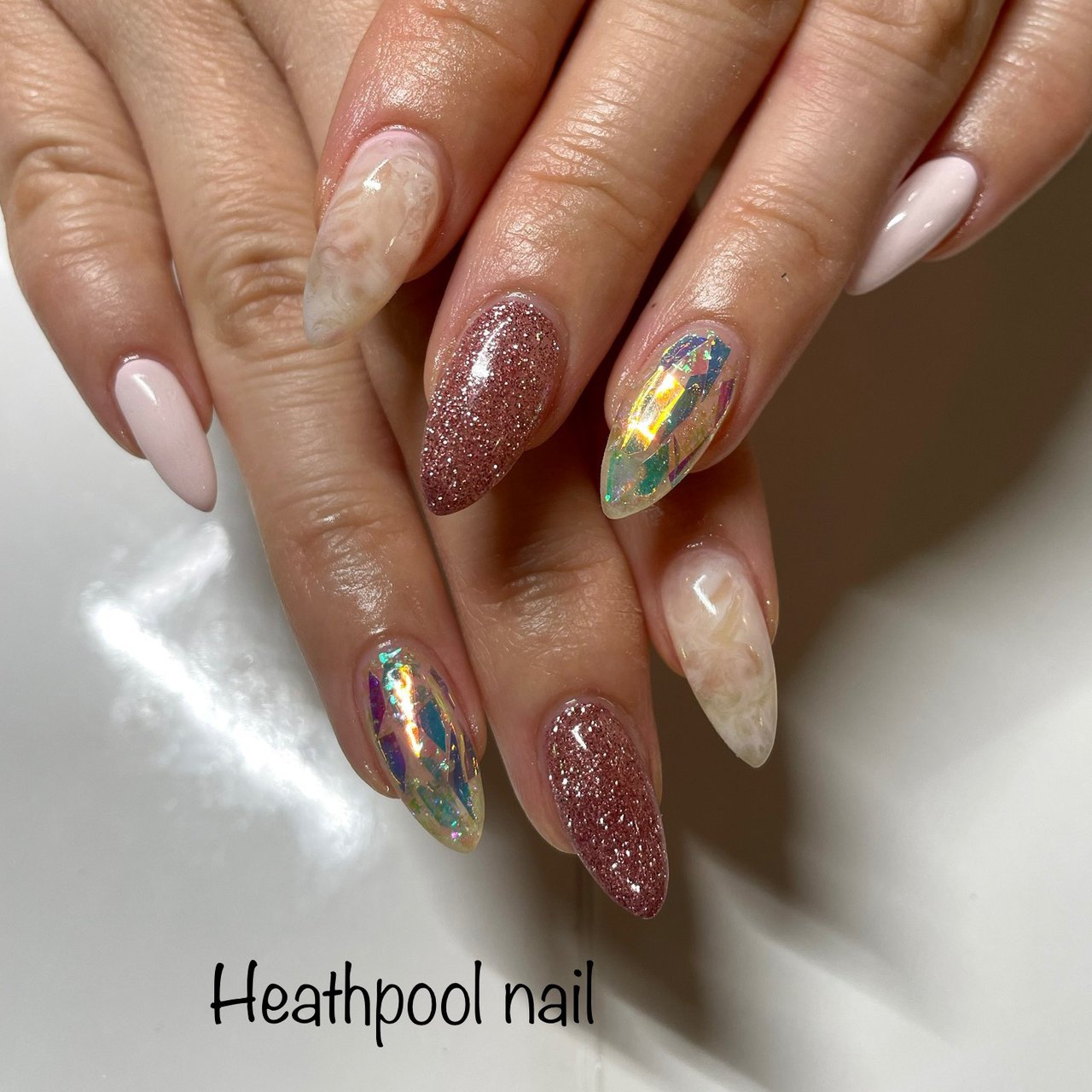 ハンド ラメ マーブル オーロラ クリア Heathpoolnailのネイルデザイン No ネイルブック