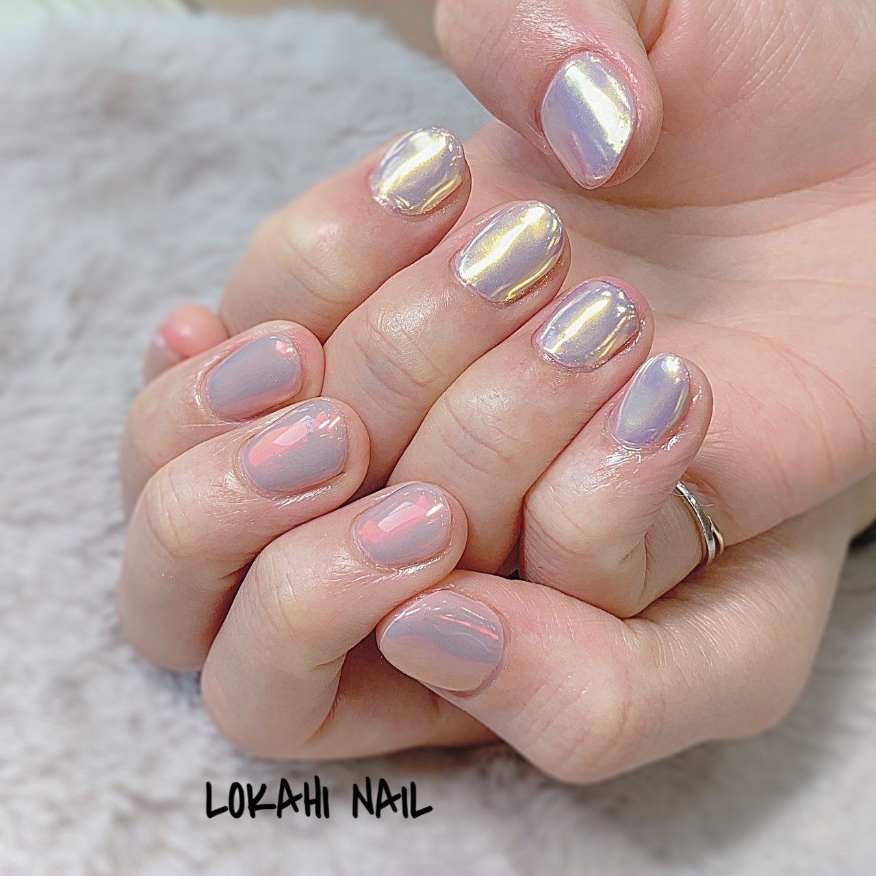 オールシーズン ハンド ユニコーン オーロラ ショート Lokahi Nail ロカヒネイルのネイルデザイン No ネイルブック