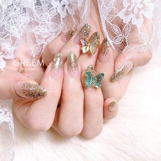 蝶々ネイルパーツのネイルデザイン ネイルブック