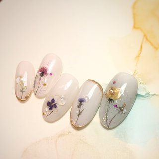 春 水滴 ボタニカルのネイルデザイン ネイルブック