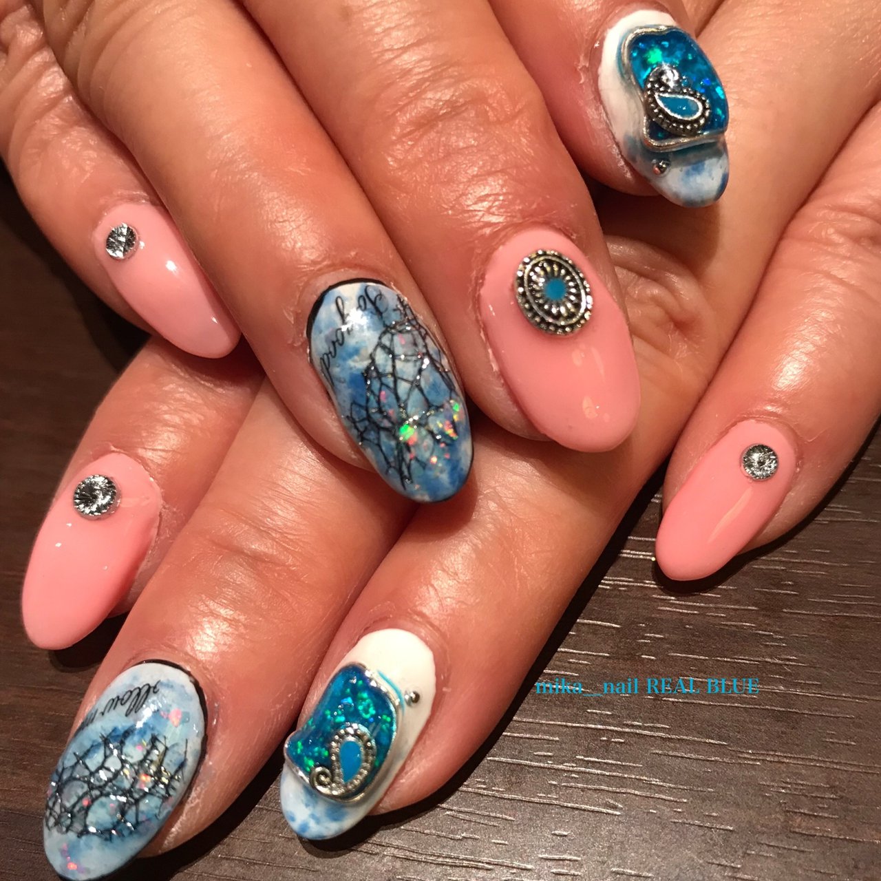 夏 ハンド マーブル ミディアム ホワイト Mika Nailのネイルデザイン No ネイルブック