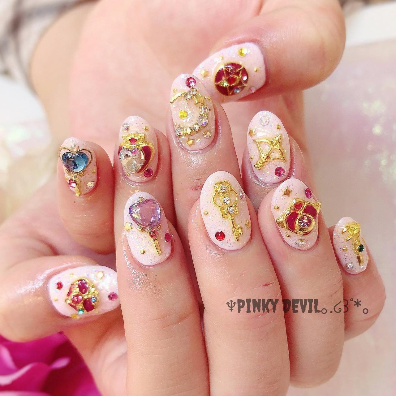 オールシーズン パーティー デート ハンド ラメ Pinky Devilのネイルデザイン No ネイルブック