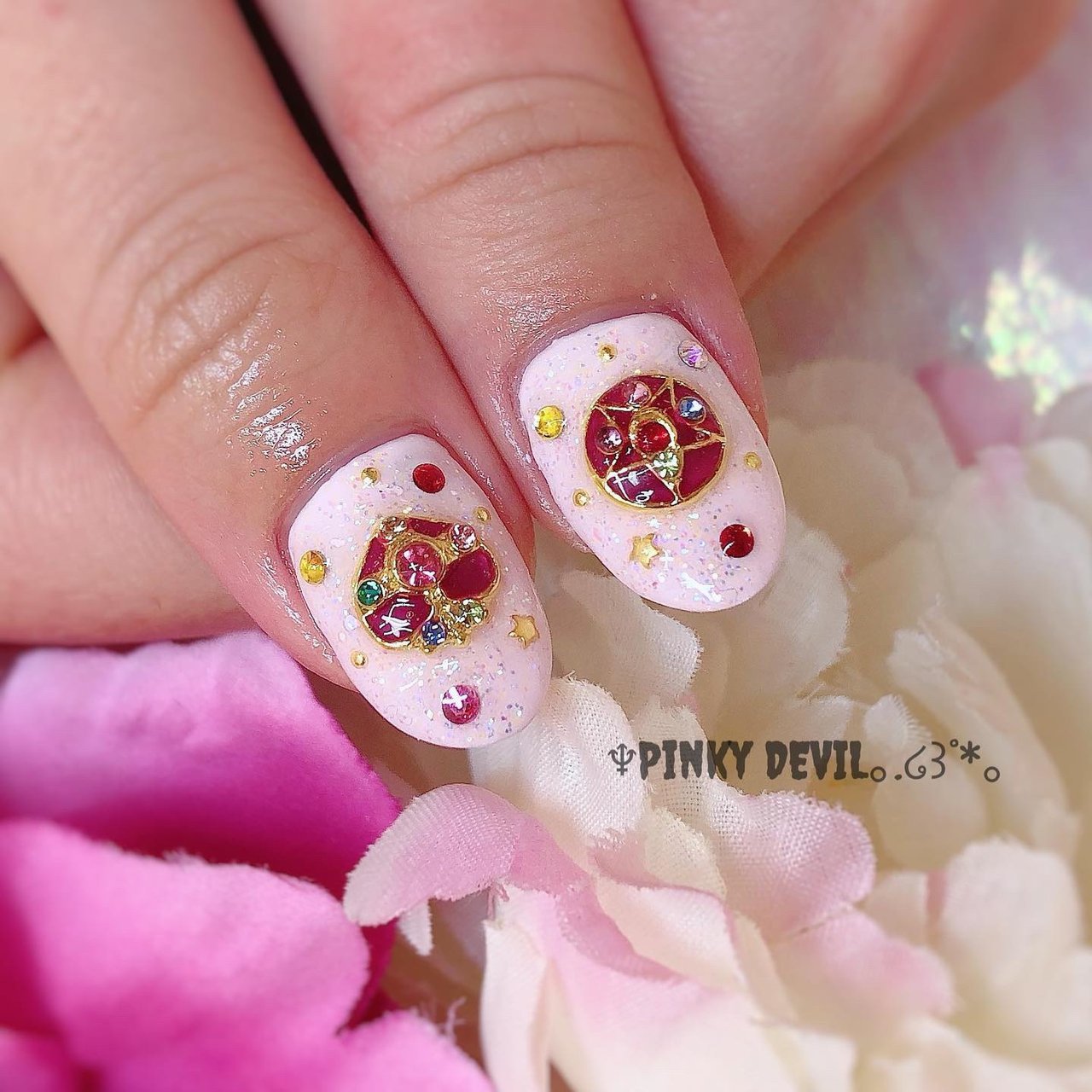 オールシーズン パーティー デート ハンド ラメ Pinky Devilのネイルデザイン No ネイルブック