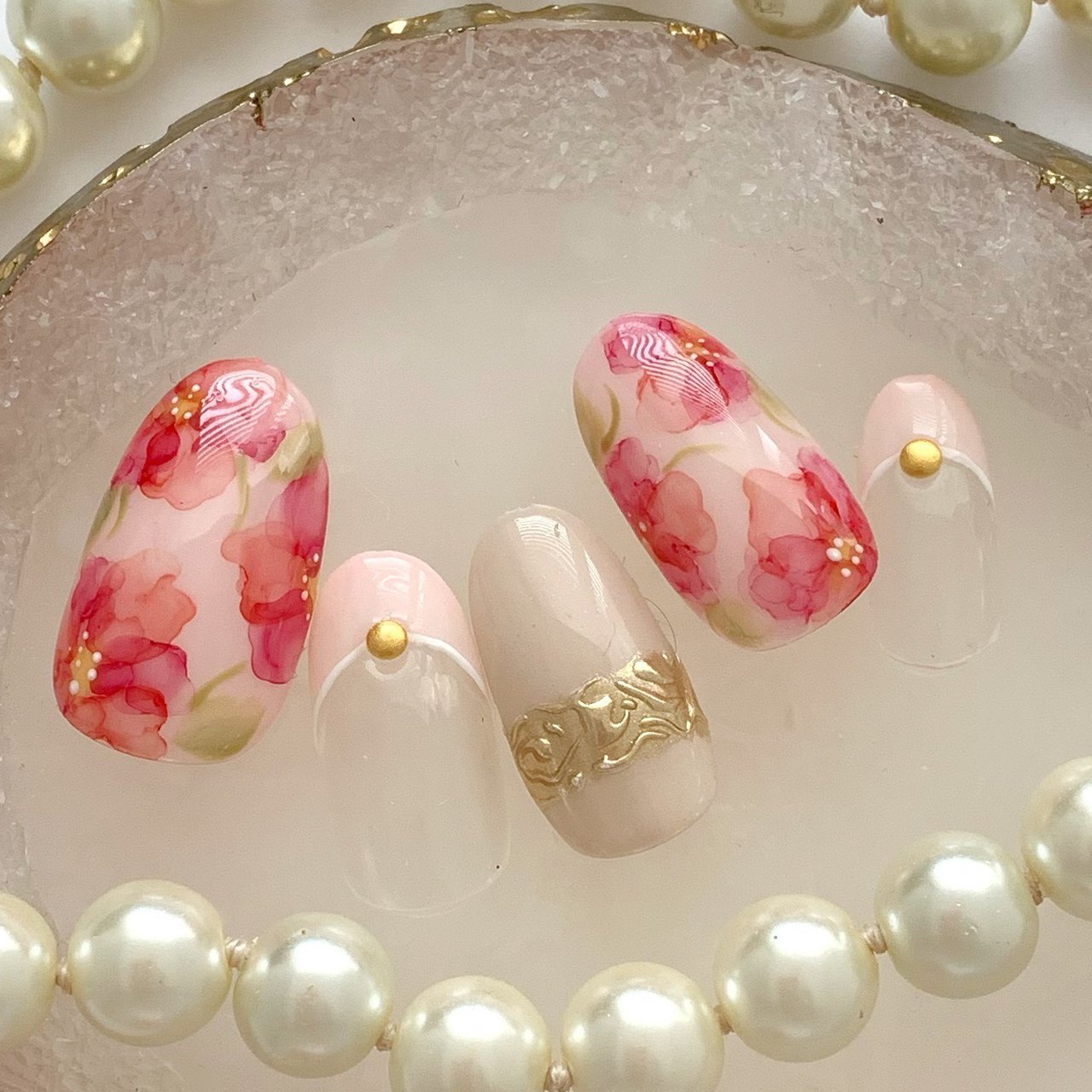 春/デート/女子会/ハンド/フレンチ - Courrege-Nailのネイル