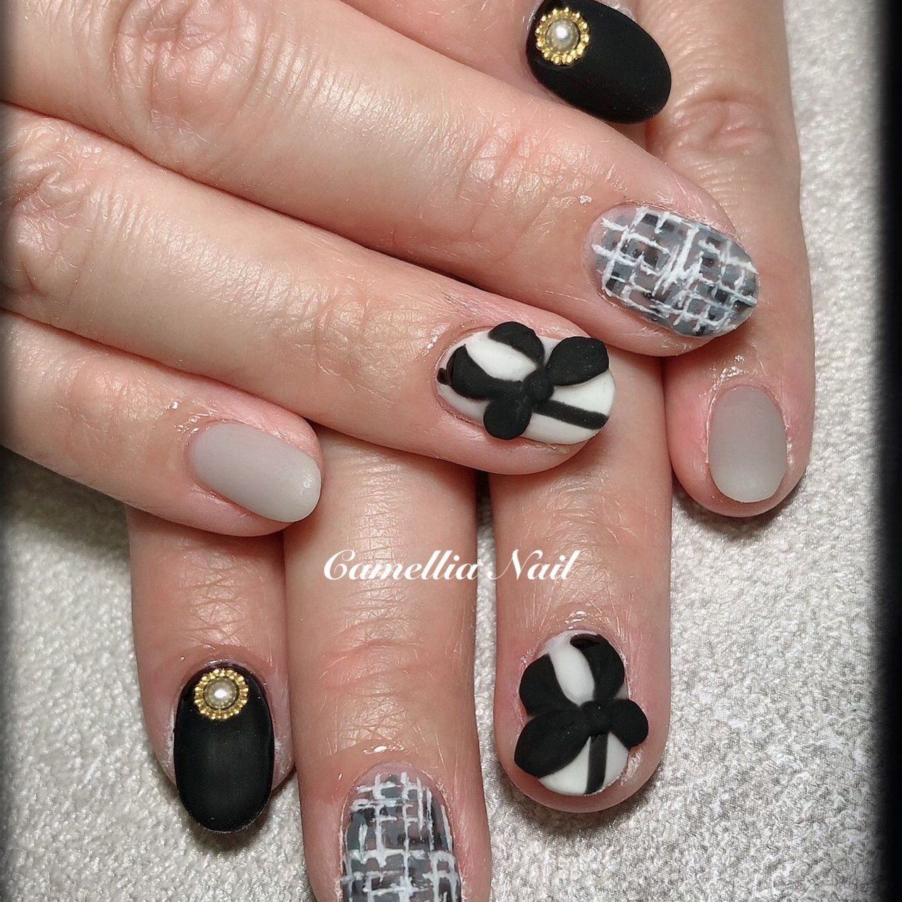 冬 オールシーズン ハンド ツイード マット Camellia Nailのネイルデザイン No ネイルブック