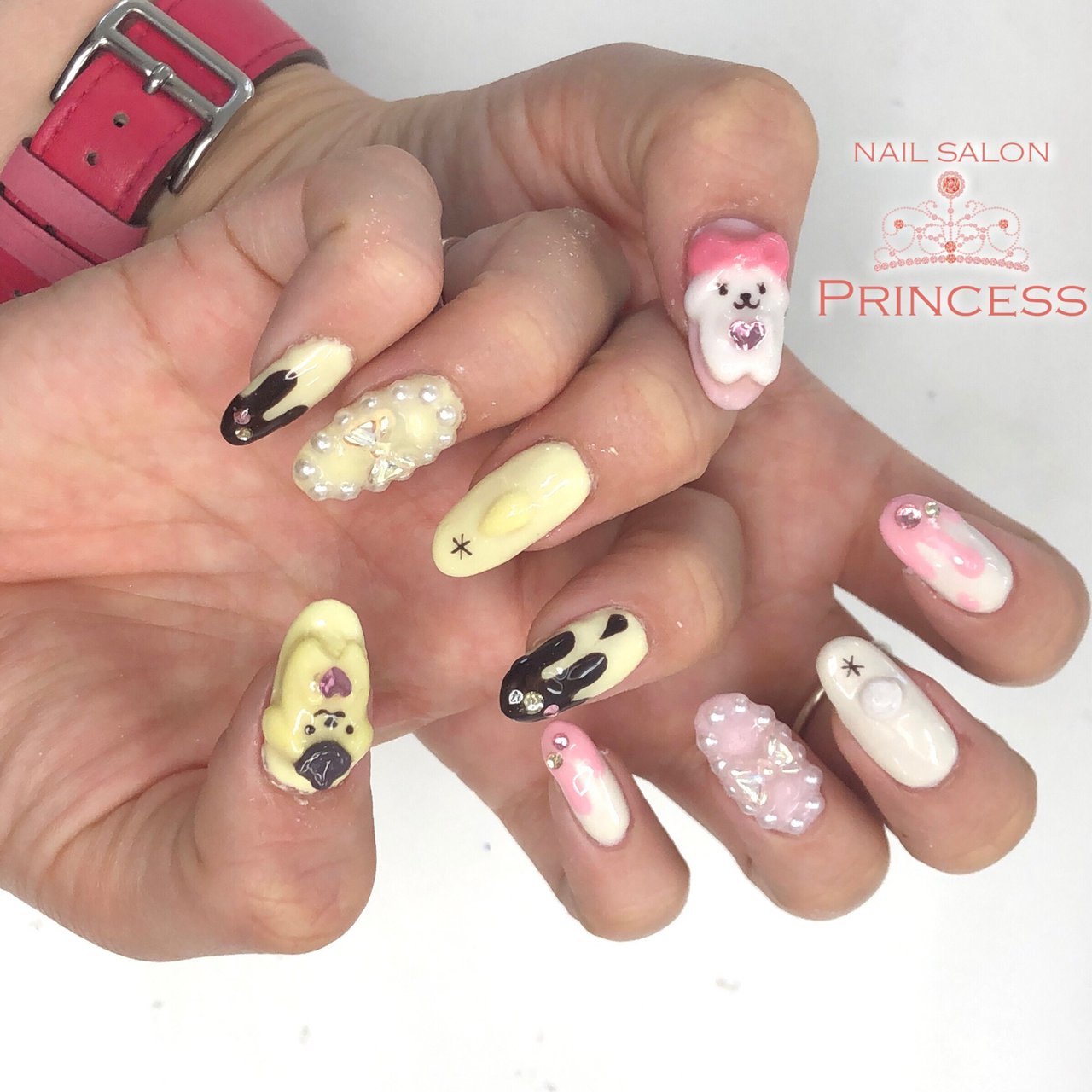 ハンド パール 痛ネイル キャラクター 3d Nailsalon Princessのネイルデザイン No ネイルブック