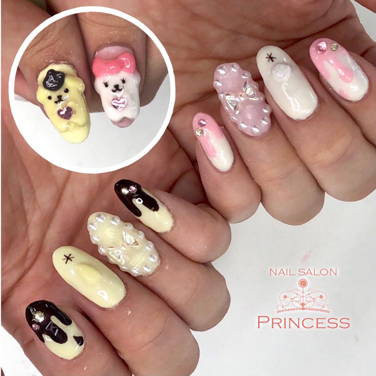 ハンド パール 痛ネイル キャラクター 3d Nailsalon Princessのネイルデザイン No ネイルブック