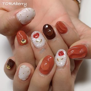 キルティング ブラウンのネイルデザイン ネイルブック