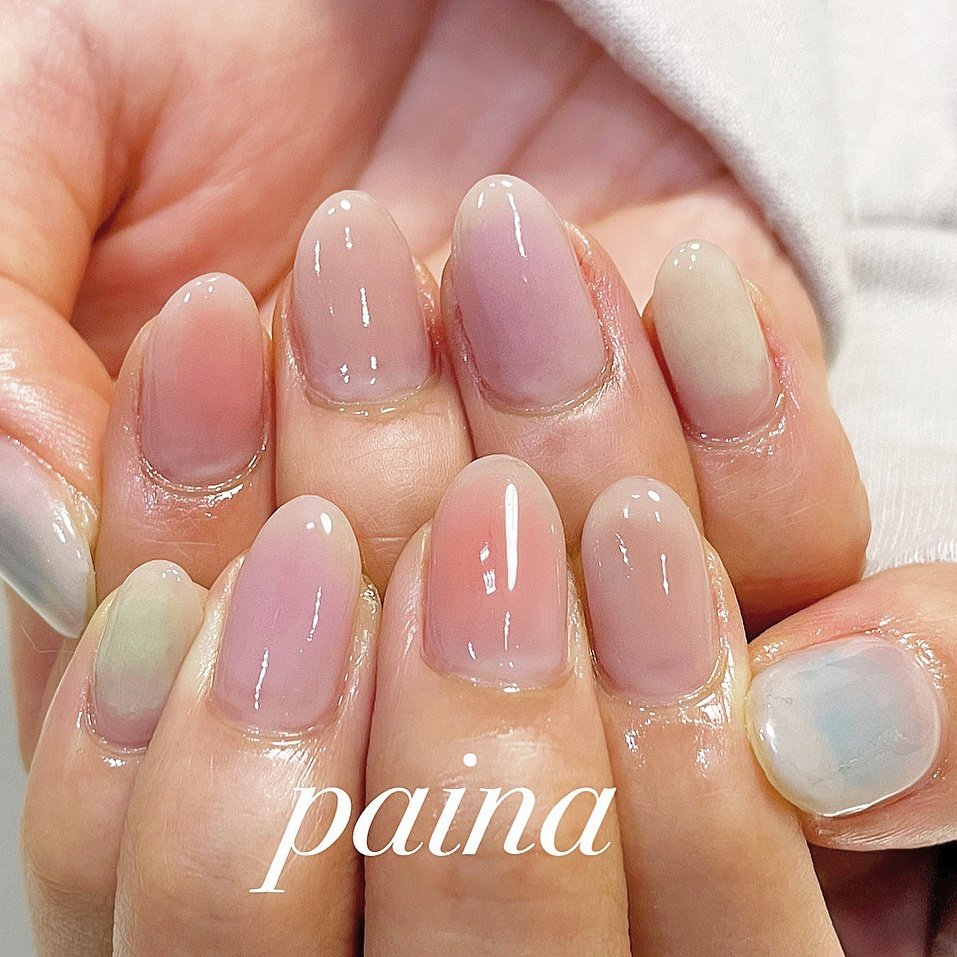ハンド シンプル チーク パステル ジェル 越谷市 ネイルパイナ Nailpainaのネイルデザイン No ネイルブック