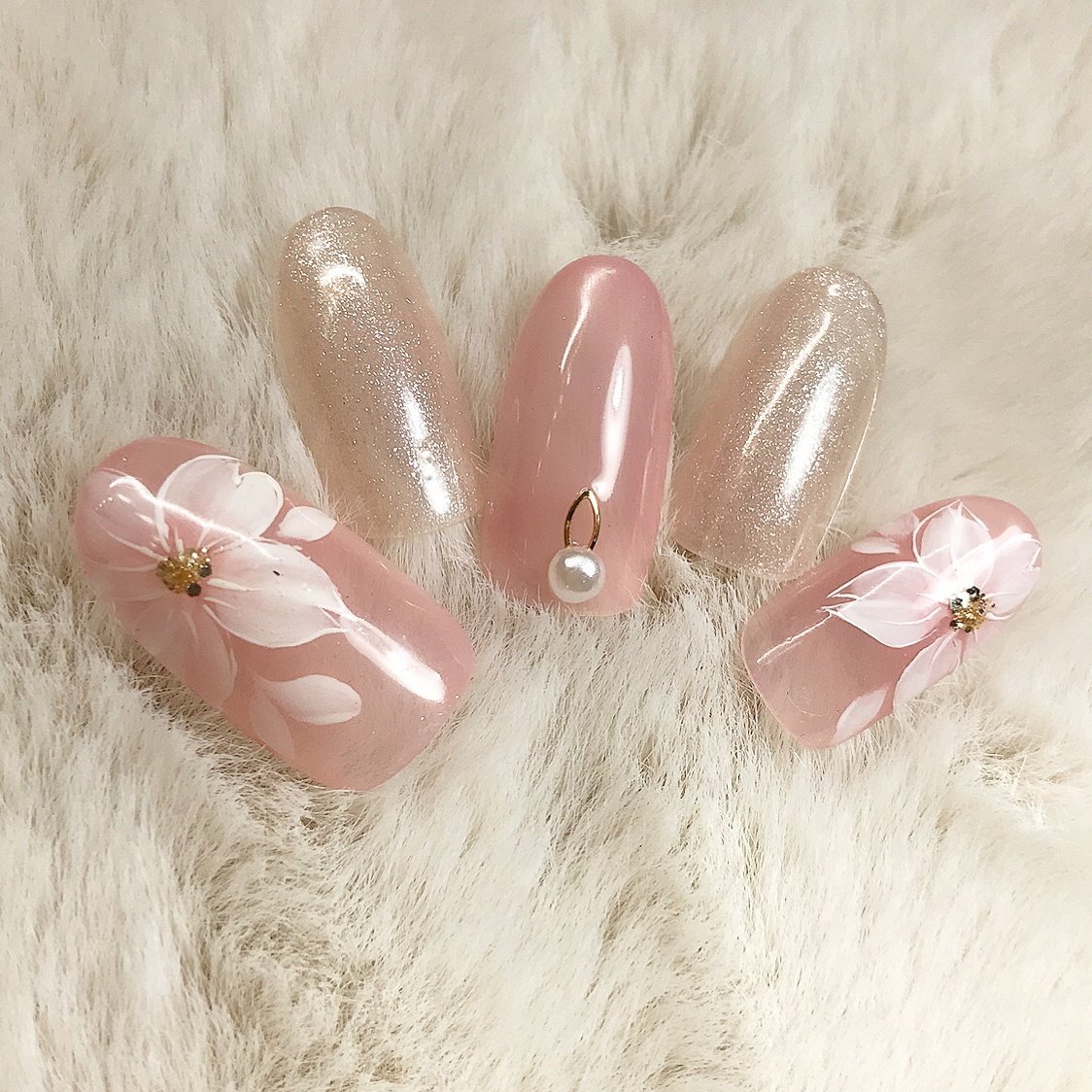 春 ハンド フラワー ミディアム クリア Nailsalon Clochetteのネイルデザイン No ネイルブック