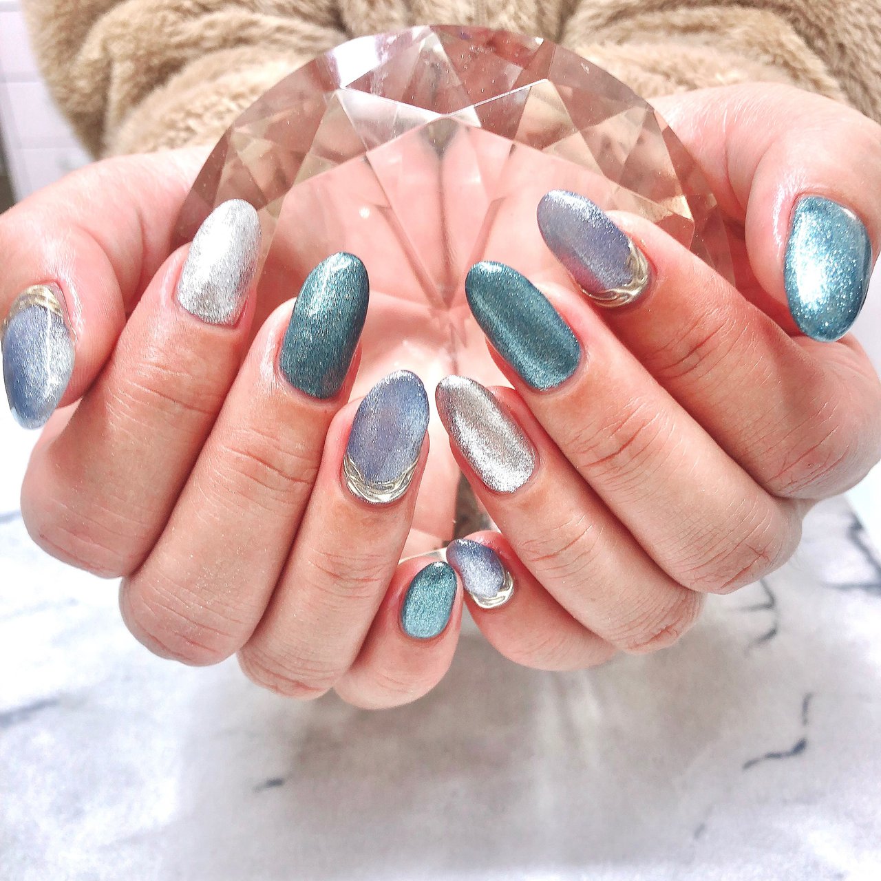 水色 ブルー シルバー Crystal R Nail Salon のネイルデザイン No ネイルブック