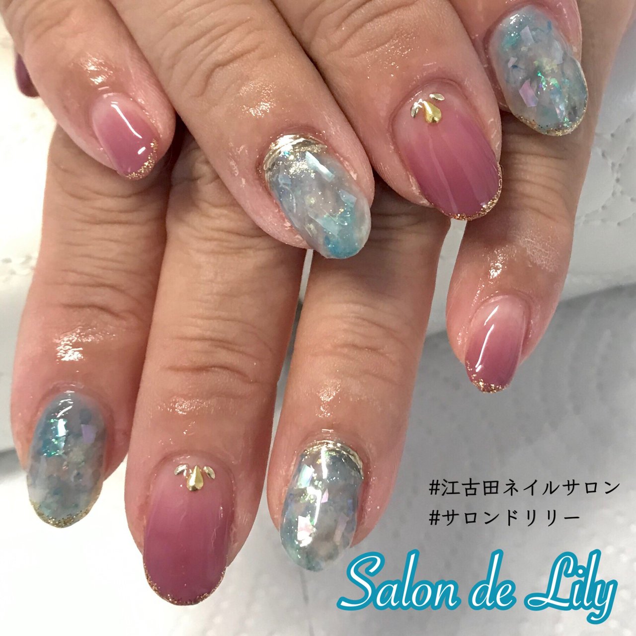 春 オールシーズン ハンド グラデーション 大理石 Salondelilyのネイルデザイン No ネイルブック