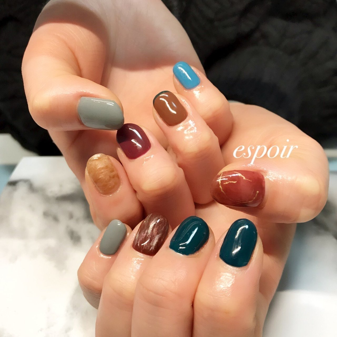 ハンド アースカラー ジェルネイル お客様 Espoir エスポワール のネイルデザイン No ネイルブック