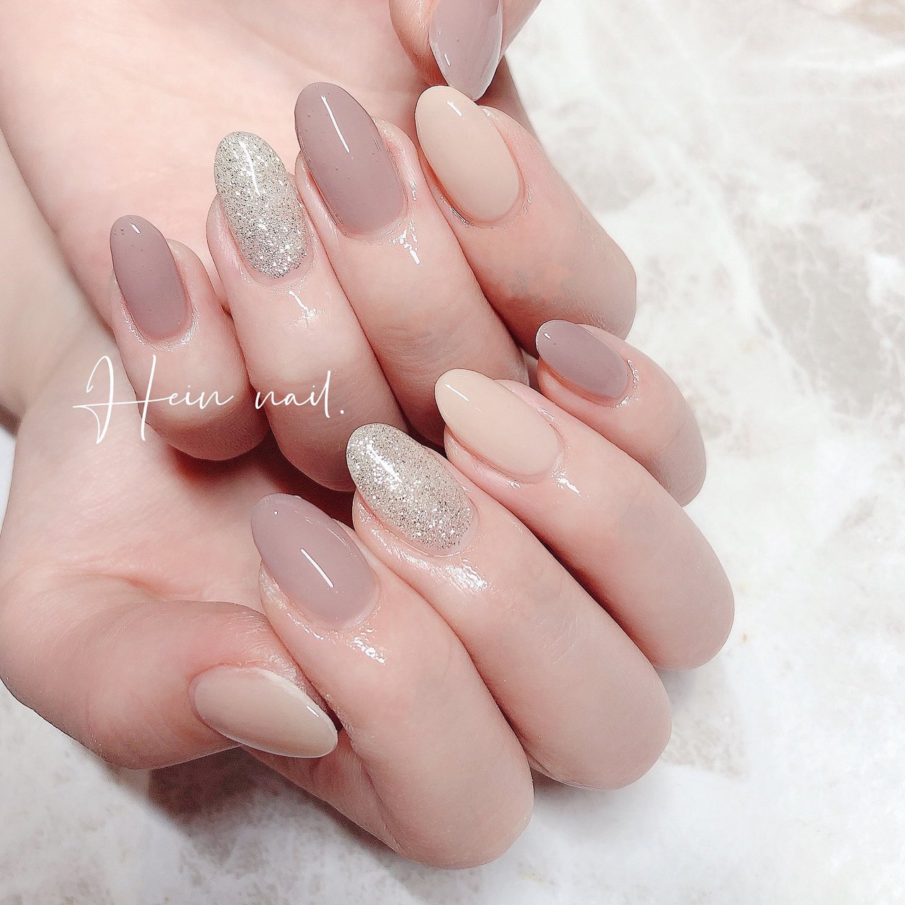 パープル グレージュ シルバー Hein Nail のネイルデザイン No ネイルブック