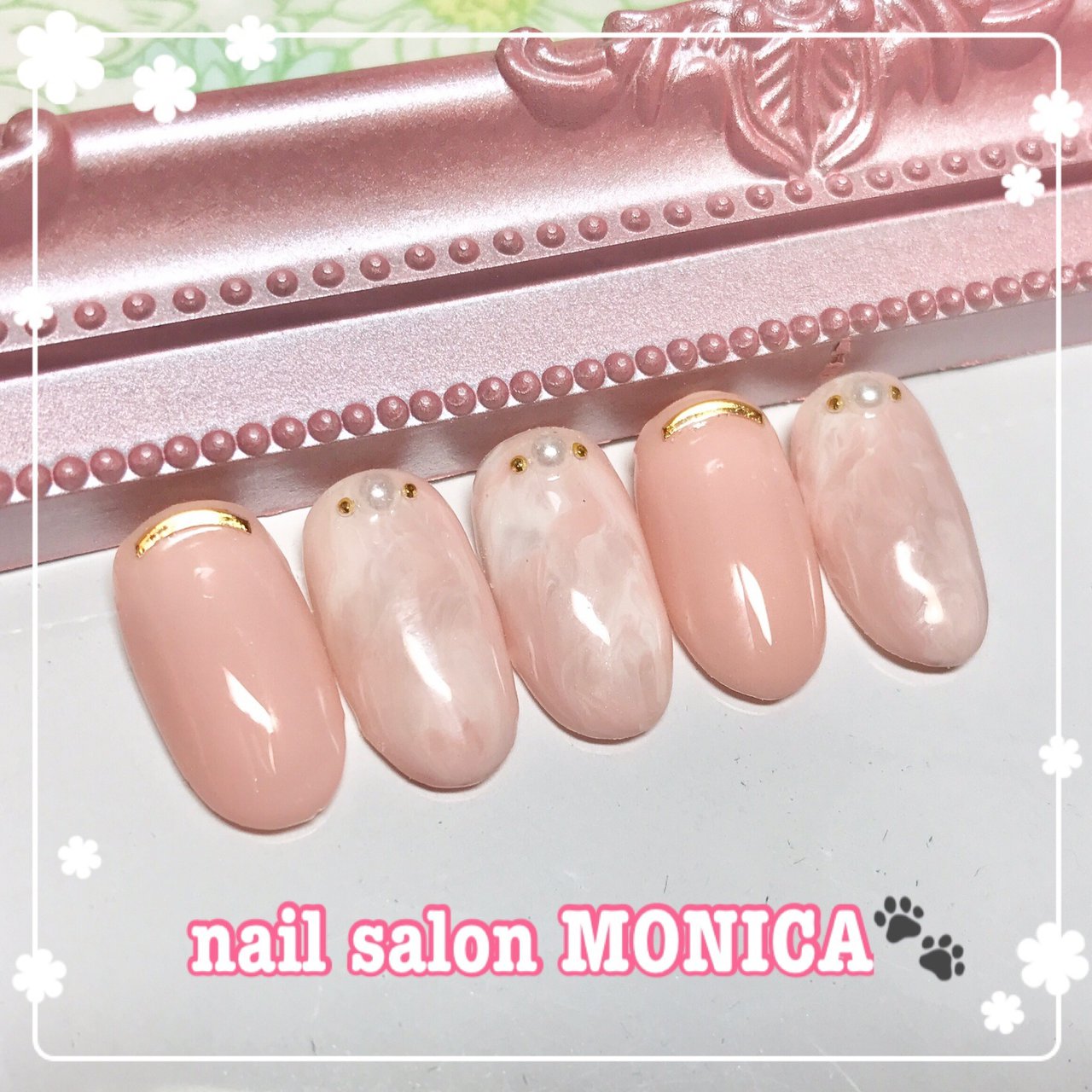 春 マーブル ベージュ ピンク Nail Salon Monica のネイルデザイン No ネイルブック