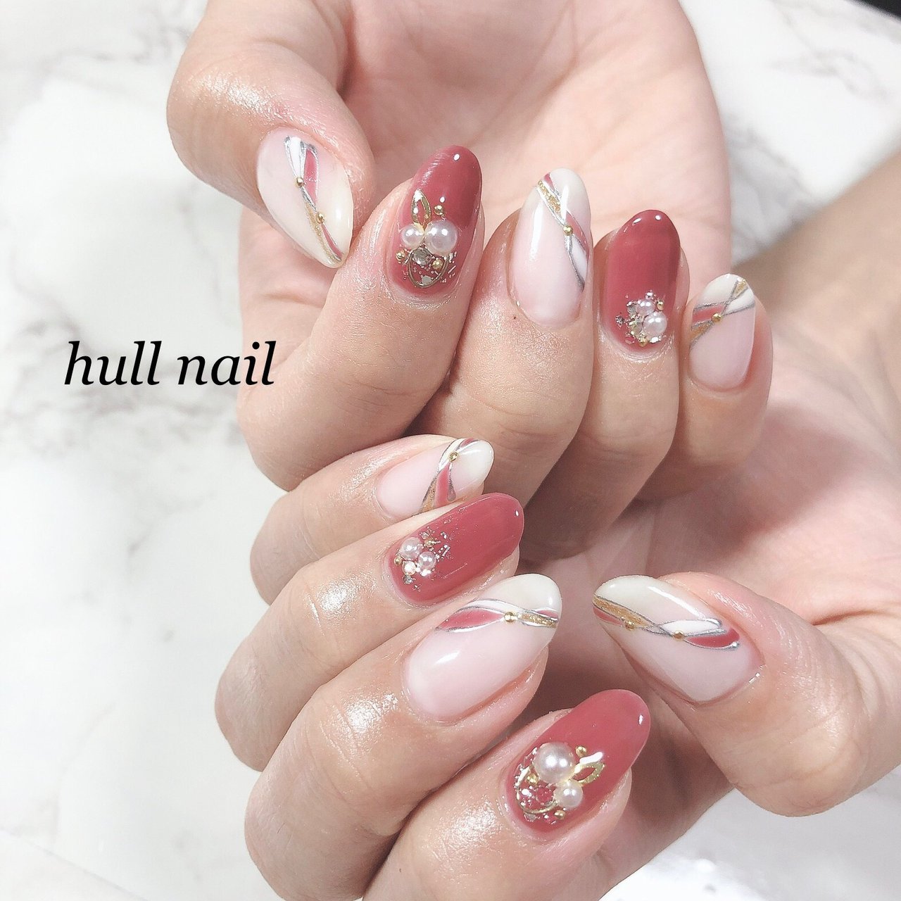 春 冬 ハンド ホログラム パール Hull Nailのネイルデザイン No ネイルブック