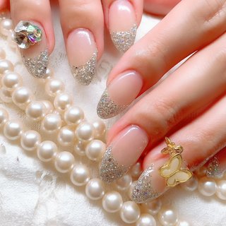 #フラッシュネイル #ラメ #シルバー #ちょうちょ #ブイカットストーン #大人シンプルネイル #大人デザイン #会津若松ネイルサロン #会津若松#会津若松ネイルサロンアンジー #ネイルサロンアンジー #春ネイル #春 #夏 #オールシーズン #バレンタイン #ハンド #フレンチ #ラメ #ミディアム #シルバー #ジェルネイル #ネイルサロンアンジー #ネイルブック