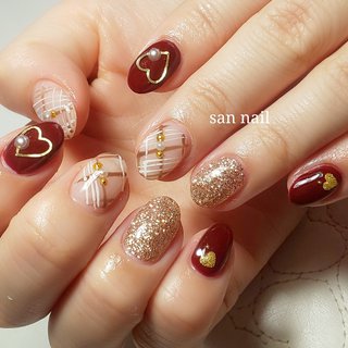 チェック ボルドーのネイルデザイン ネイルブック
