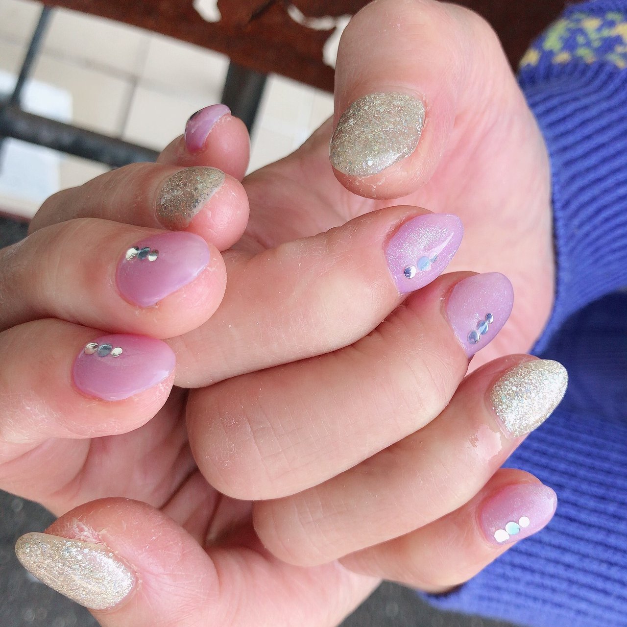 水色 パープル ゴールド ジェル お客様 L Vevi エル ヴェヴィのネイルデザイン No ネイルブック